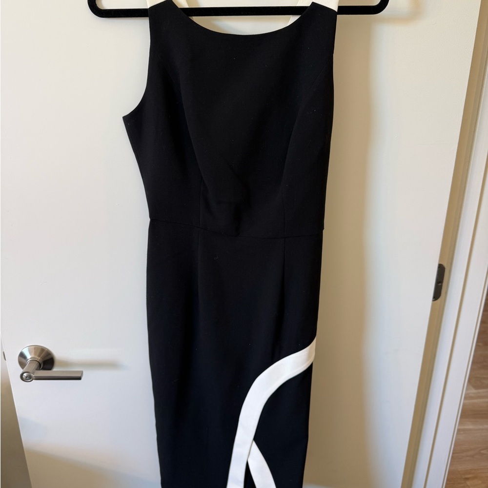 Black Halo Asymmetrical Black and White Dress